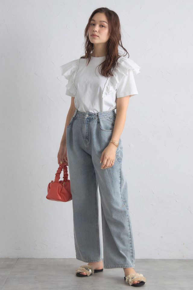 袖フリルTシャツ※一部店舗のみ入荷