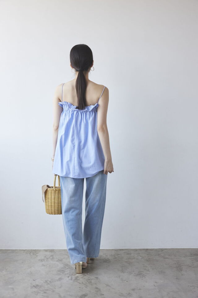 WEB限定】サッカーストライプギャザーキャミソール