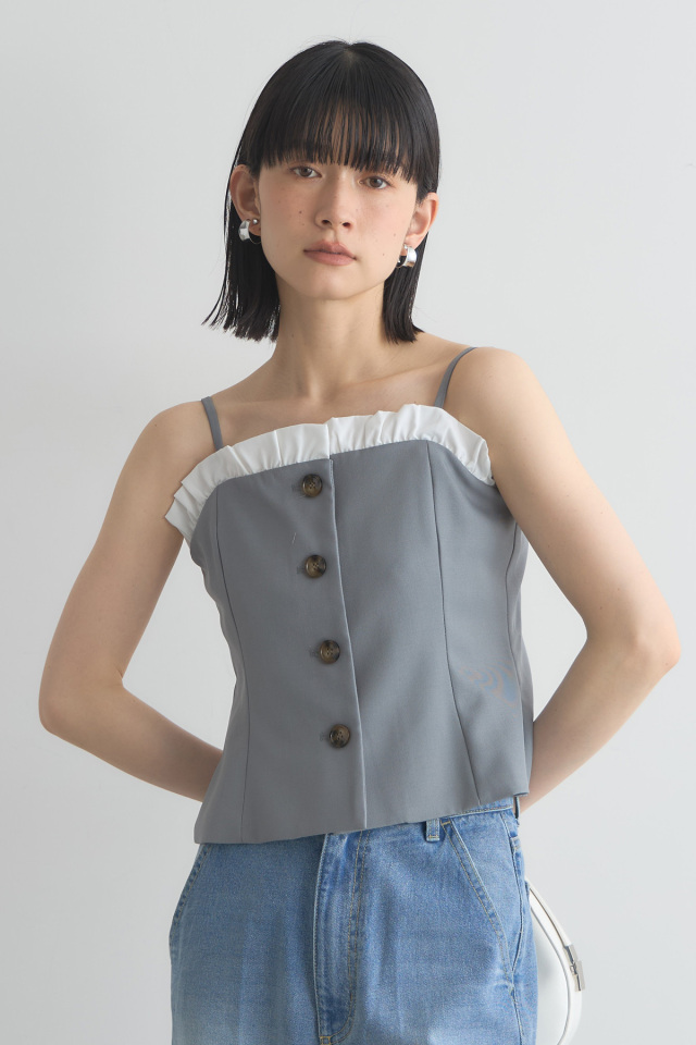リネンフリル付きビスチェ※一部店舗のみ入荷