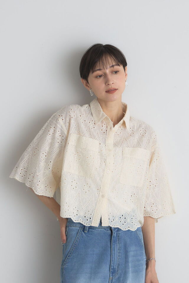 スカラップレースブラウス※一部店舗のみ入荷