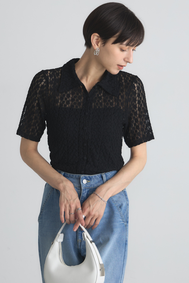 カットレース衿付きカーディガン※一部店舗のみ入荷