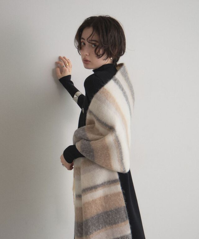 onedayapartmentjapan モヘアマルチボーダーマフラー WEB限定】マルチボーダーマフラー