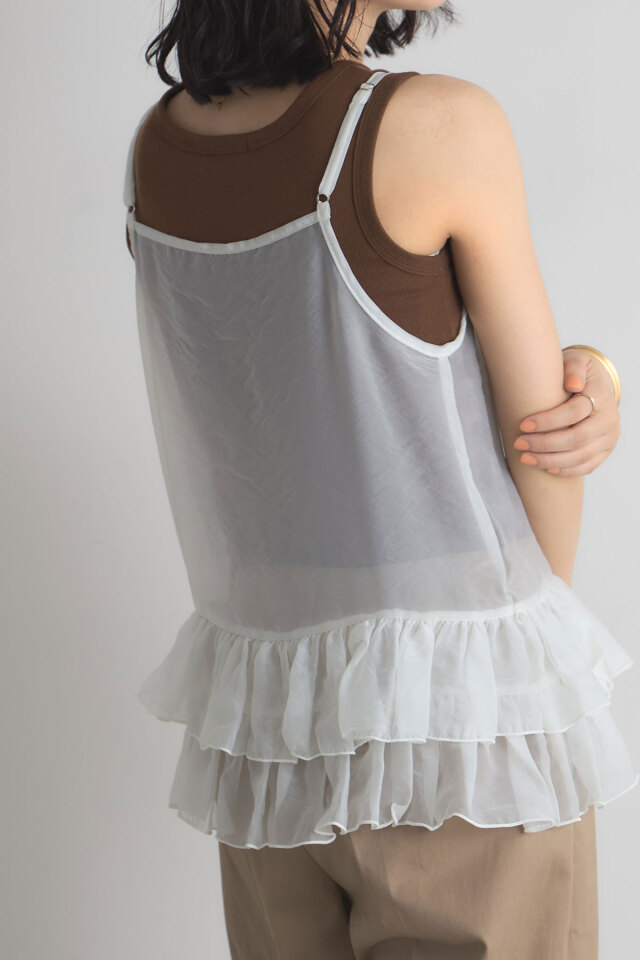 Bibiy フリルキャミソール ホワイト F Bibiy フリル付きホワイトTシャツ サイズF Bibiy. フリルキャミソール