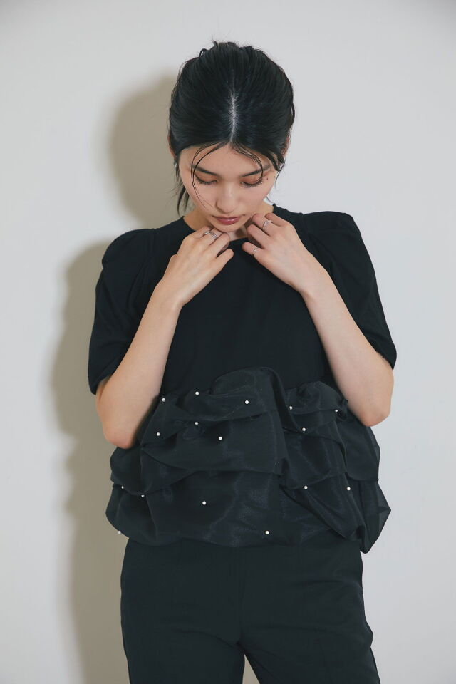 もかページ ペプラムパールカットプルオーバー