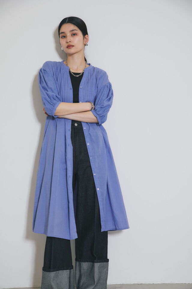 【WEB限定】ピンタックコットンシャツワンピース