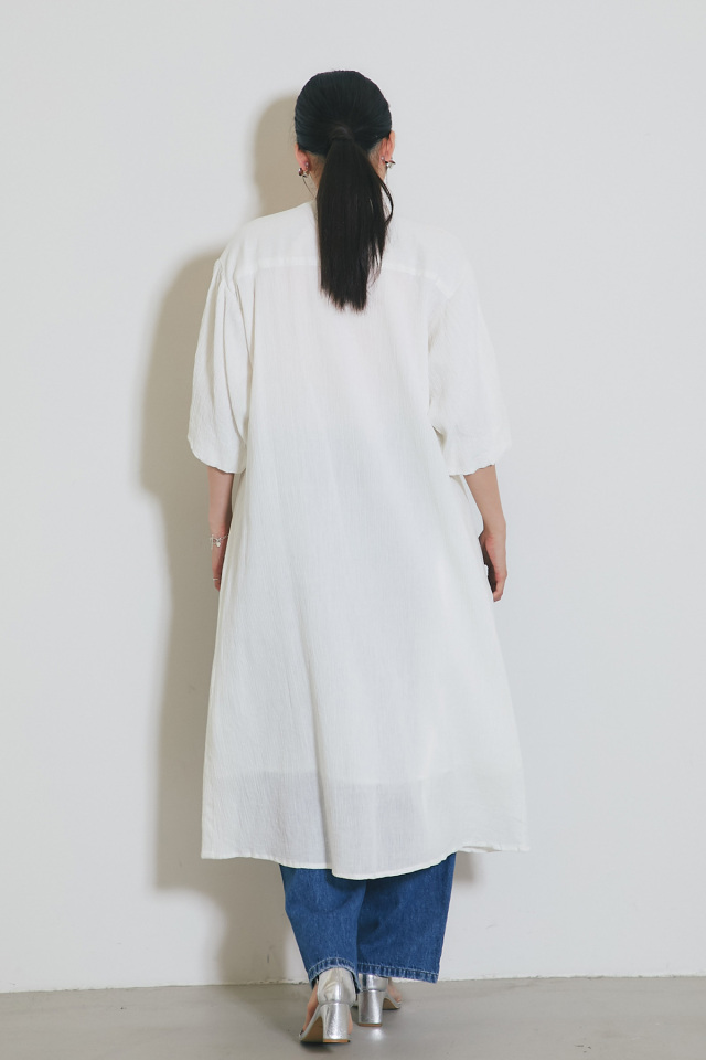 WEB限定】ボリューム袖ピンタックシャツワンピース