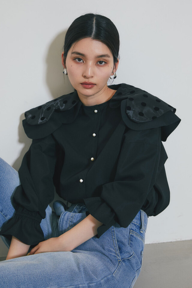 WEB限定】ドット襟スカラップブラウス