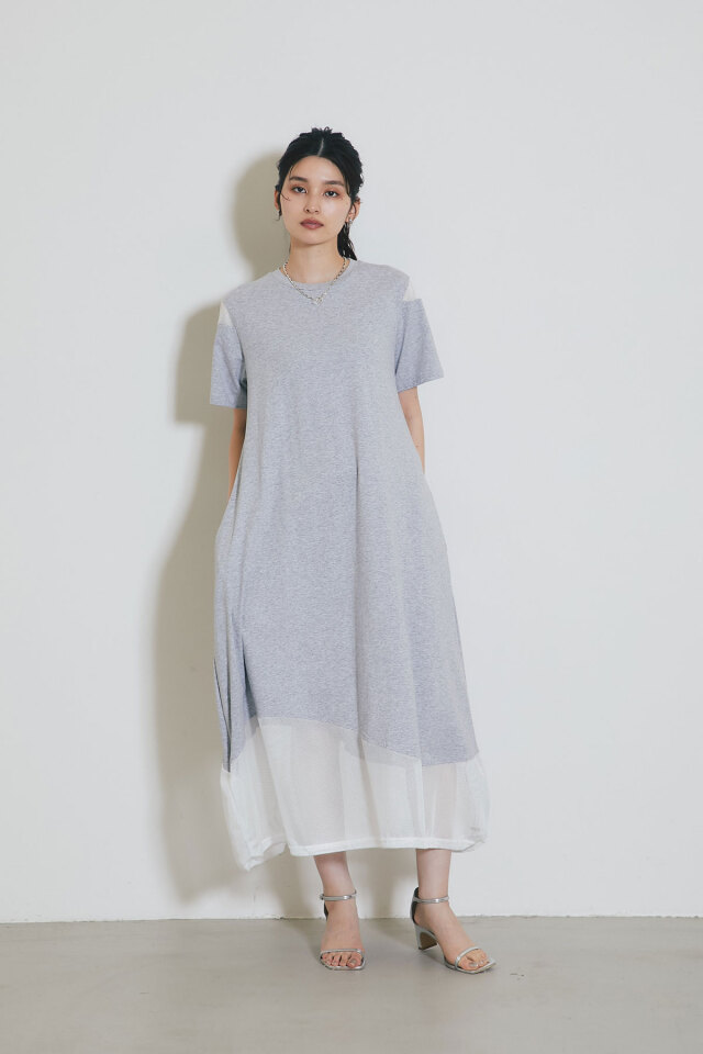 WEB限定】メッシュ切替カットソーワンピース