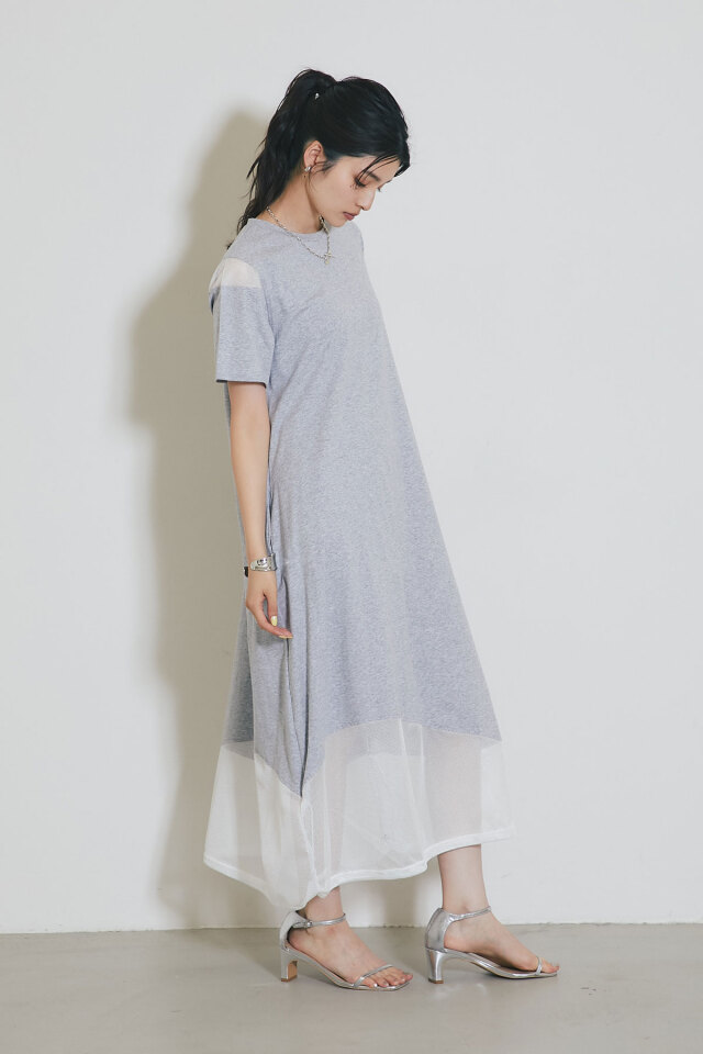 WEB限定】メッシュ切替カットソーワンピース