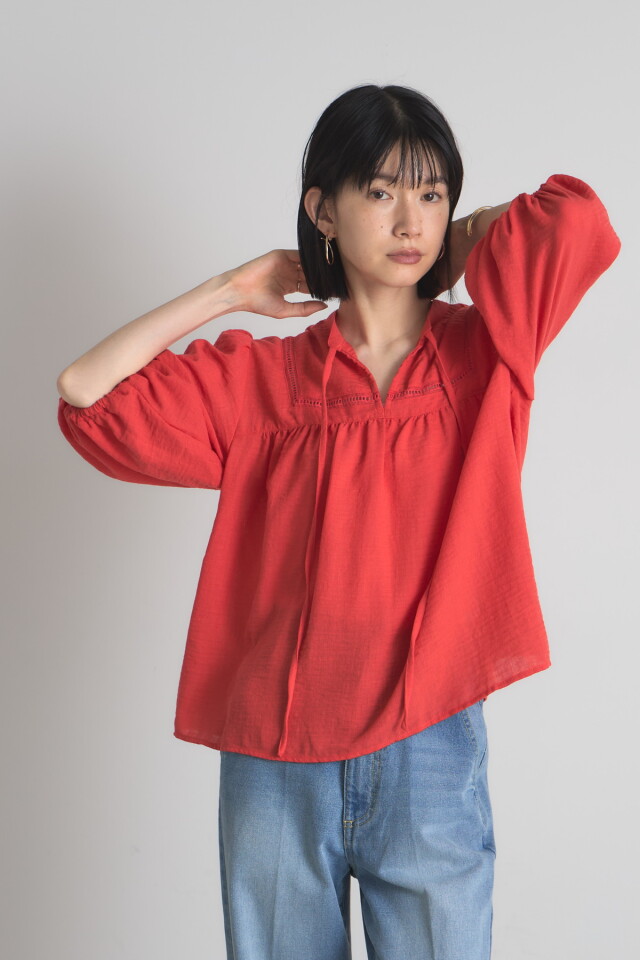 ワッシャーボイルリボンブラウス※一部店舗のみ入荷