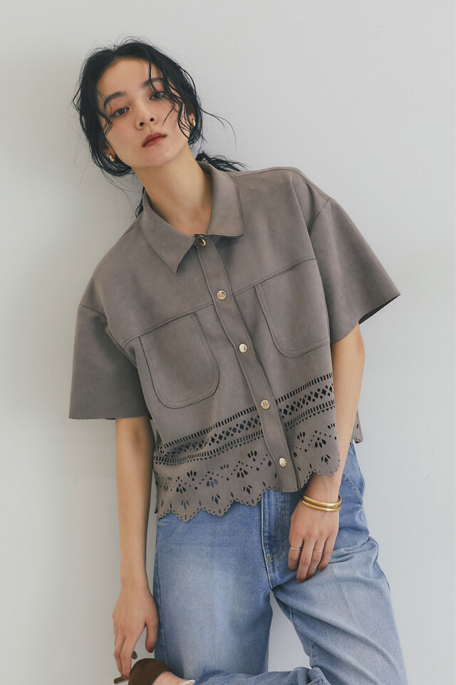 WEB限定】カットワークスエードシャツ