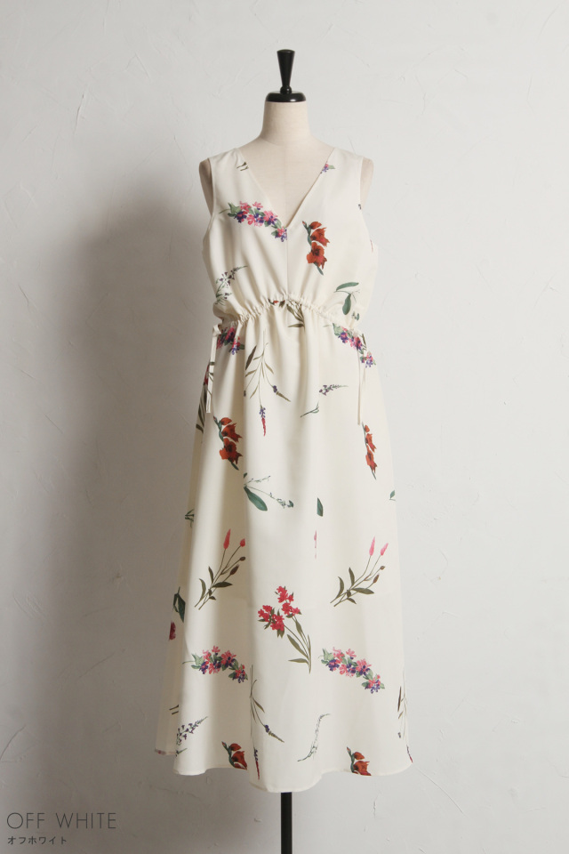 フラワープリントドロストワンピース※一部店舗のみ入荷 フラワープリントドロストワンピース※一部店舗のみ入荷