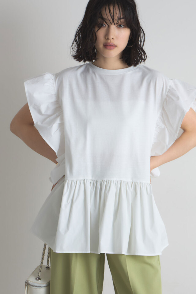 Ame　no　chi　Hare　ハートフリルペプラムプルオーバー　ホワイト tops – Ame no chi Hare