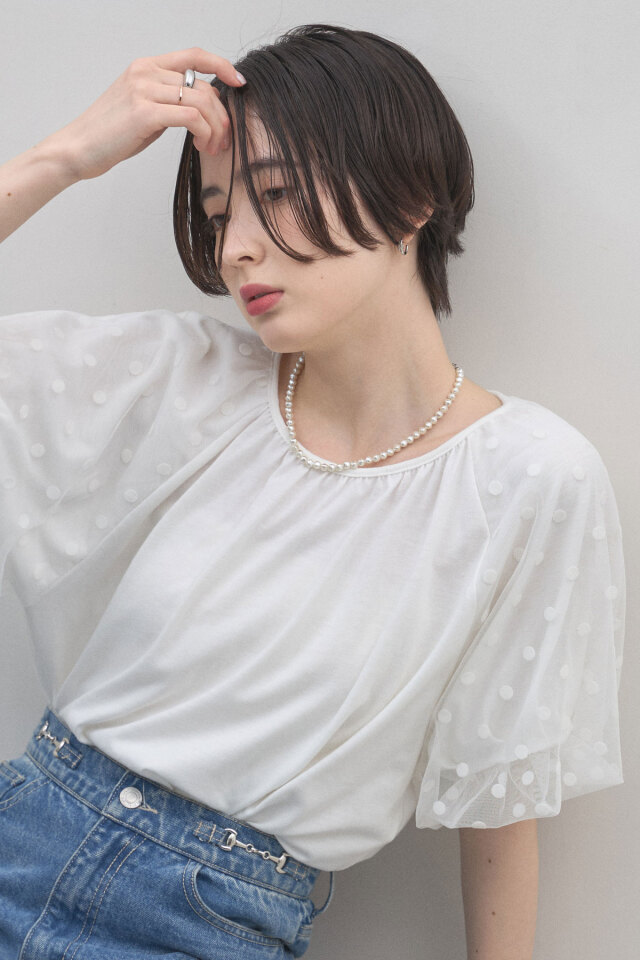 レーススリーブブラウス