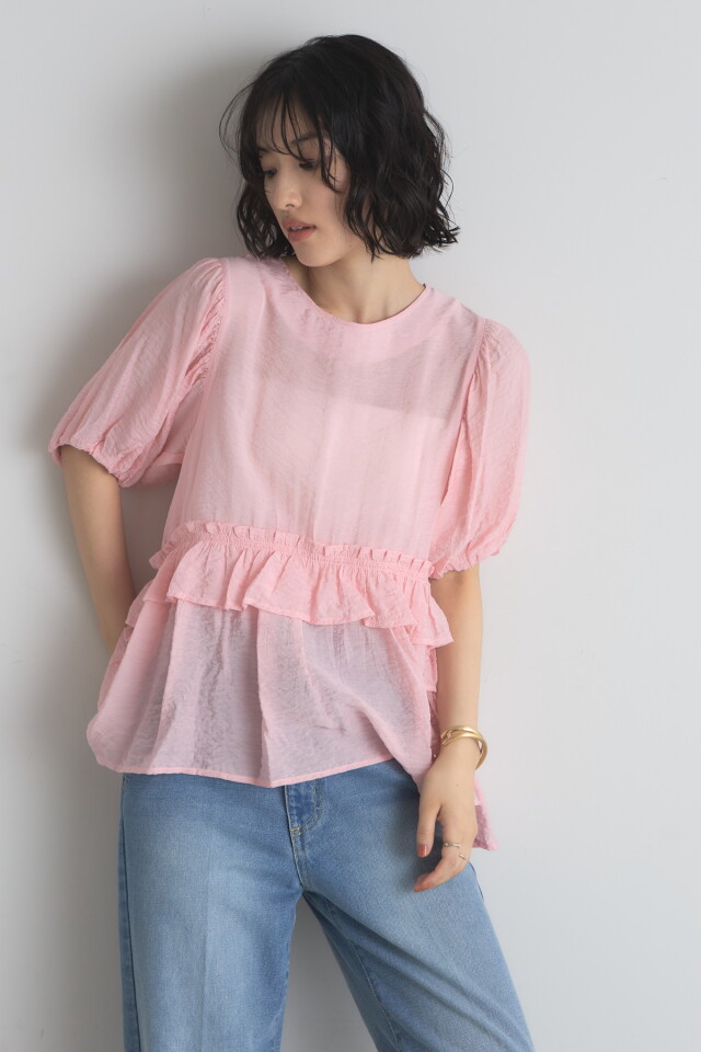 PLEATS PLEASE バルーンスリーブ オーバーサイズチュニック エアリーバルーンスリーブブラウス
