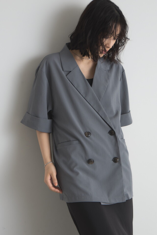 ハーフスリーブジャケット ブラック セール】メッシュハーフスリーブジャケット（テーラード