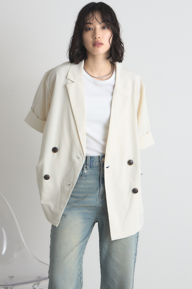 袖折り返しハーフスリーブダブルジャケット※一部店舗のみ入荷