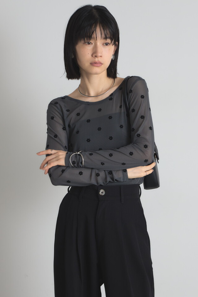 フラワーフロッキープラウス フラワーフロッキーブラウス(ブラウス・シャツ)｜TOPS（トップス