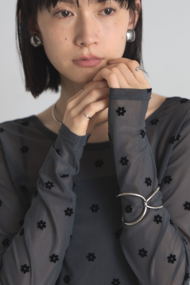 フラワーフロッキープラウス フラワーフロッキーブラウス(ブラウス・シャツ)｜TOPS（トップス