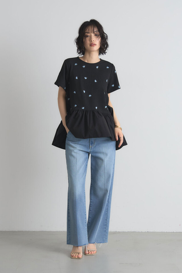 フラワー刺繍ティアードチュニック/ミニワンピ※一部店舗のみ入荷