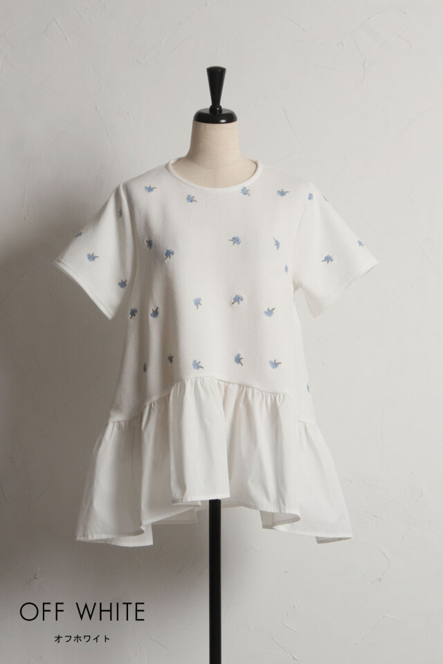 フラワー刺繍ティアードチュニック/ミニワンピ※一部店舗のみ入荷