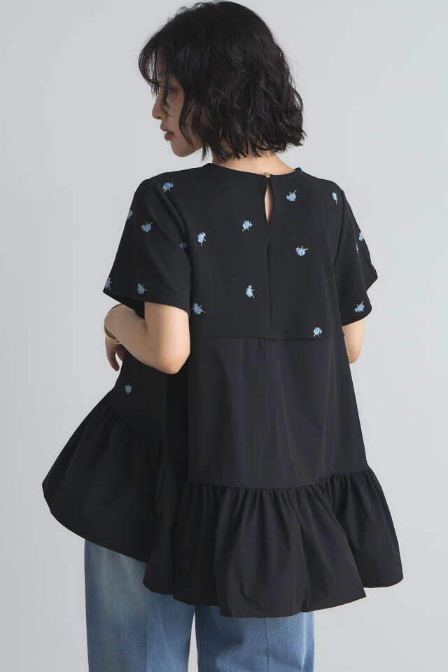フラワー刺繍ティアードチュニック/ミニワンピ※一部店舗のみ入荷