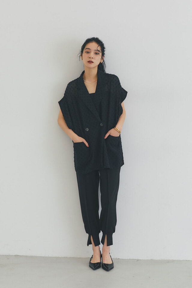 【完売品/美品】アメリ シアー　ジャケット　セットアップ FREAK'S STORE セットアップ 限定展開 紺 ブレザー ジャケット