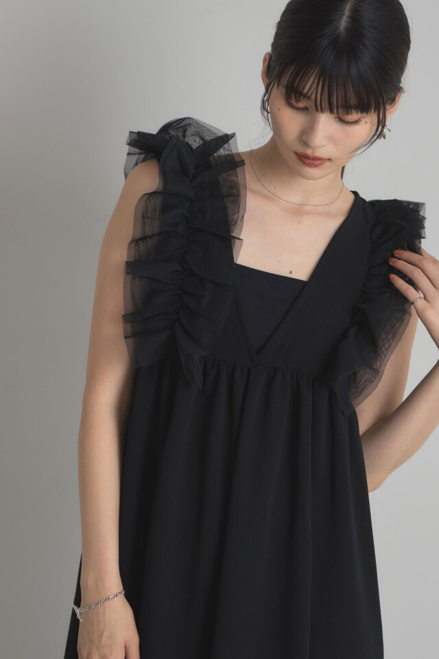 チュールフリルカットジョーゼットワンピース※一部店舗のみ入荷