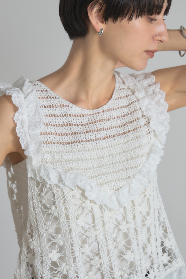 ホワイトコットンフリルベスト ホワイトコットンフリルベスト ホワイトコットンフリルベスト