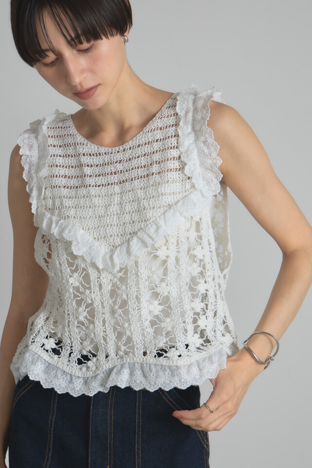 ホワイトコットンフリルベスト ホワイトコットンフリルベスト ホワイトコットンフリルベスト