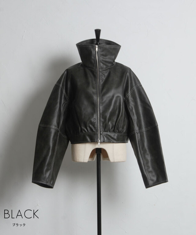 美品★ アウトシームショートブルゾン WEB限定】配色ステッチWジップショートブルゾン