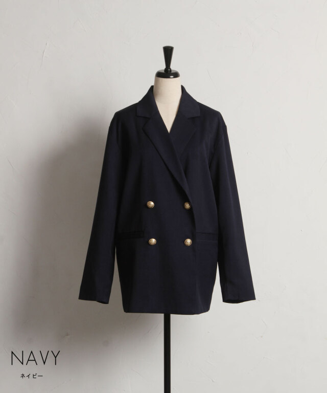 リヴドロワ★未使用★人気定番★紺ブレ★ダブルブレスト★金ボタン★ストレッチツイル WEB限定】ツイルゴールドボタンブレザー