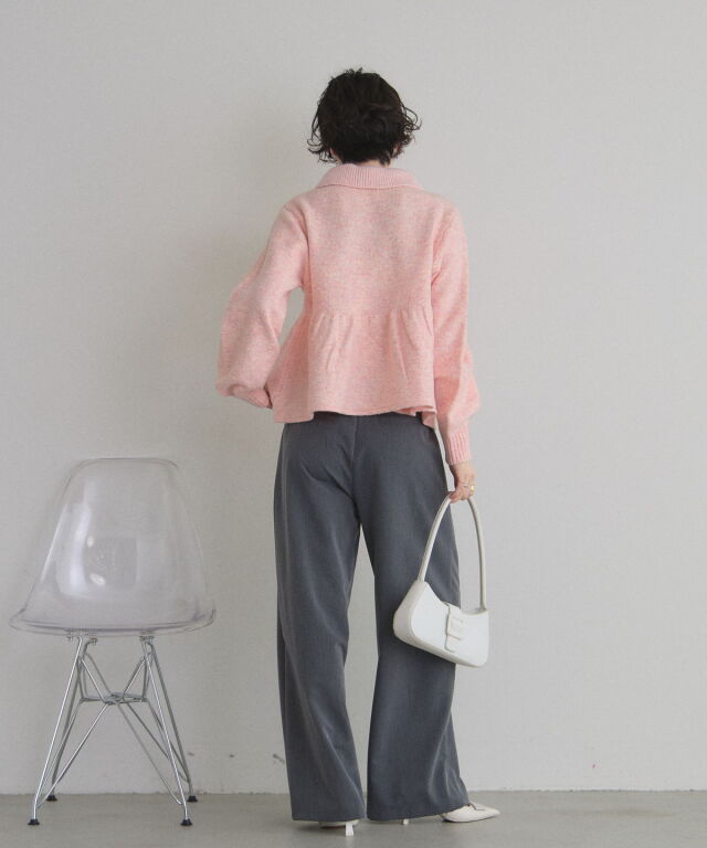 WEB限定】襟付きペプラムニットトップス