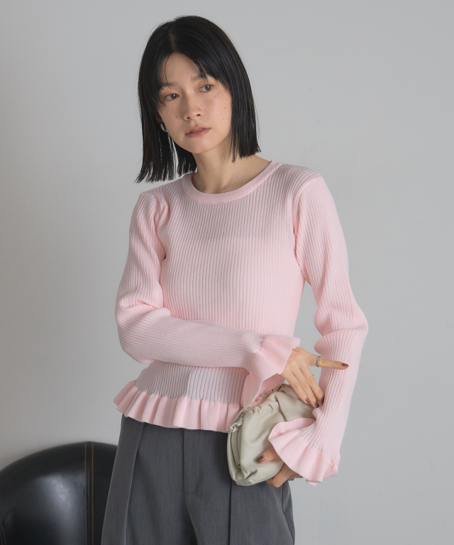 WEB限定】スポンジフリルニットトップス