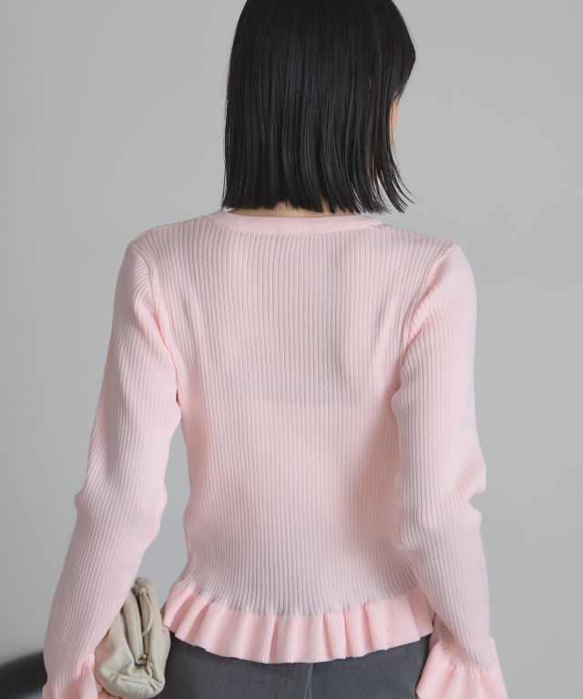 WEB限定】スポンジフリルニットトップス