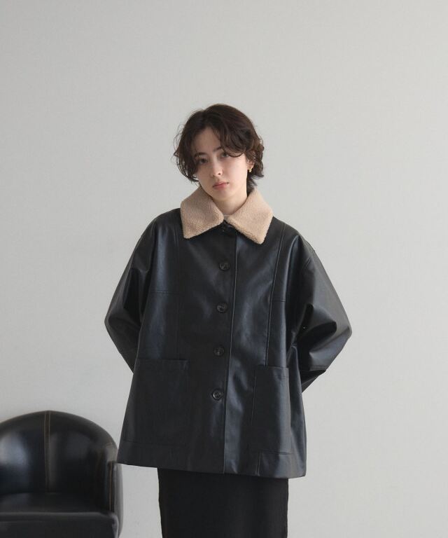 10月29日オフィシャルサイト限定少量再販！ボア襟フェイクレザーカバーオール