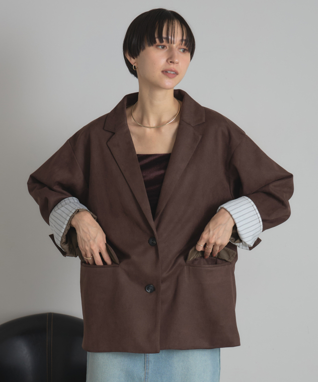 WEB限定】フェイクスエードテーラードジャケット
