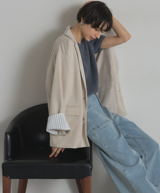 WEB限定】フェイクスエードテーラードジャケット