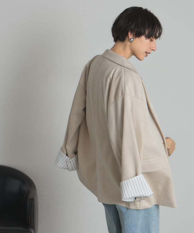 WEB限定】フェイクスエードテーラードジャケット