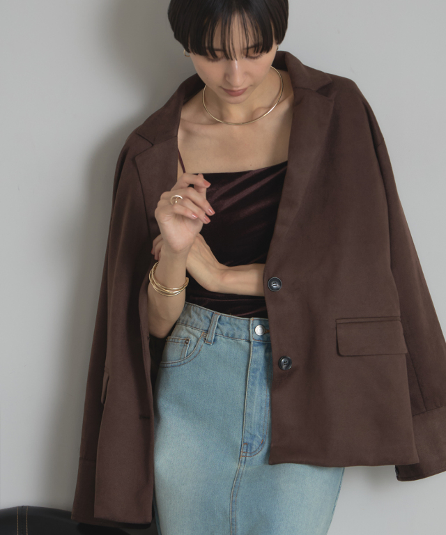 WEB限定】フェイクスエードテーラードジャケット