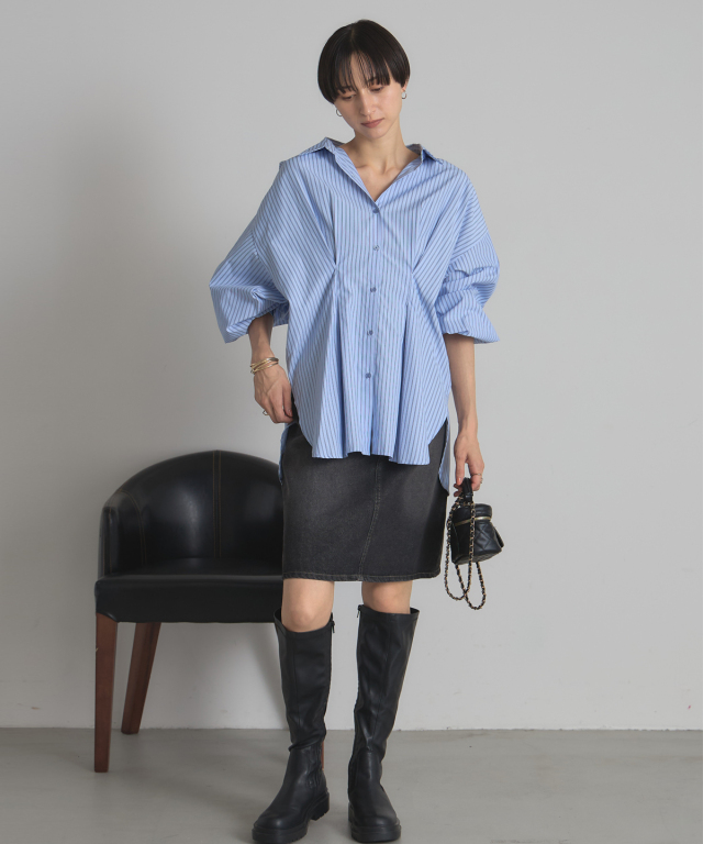 WEB限定】ストライプウエストタックシャツ