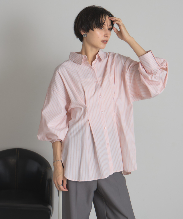 WEB限定】ストライプウエストタックシャツ