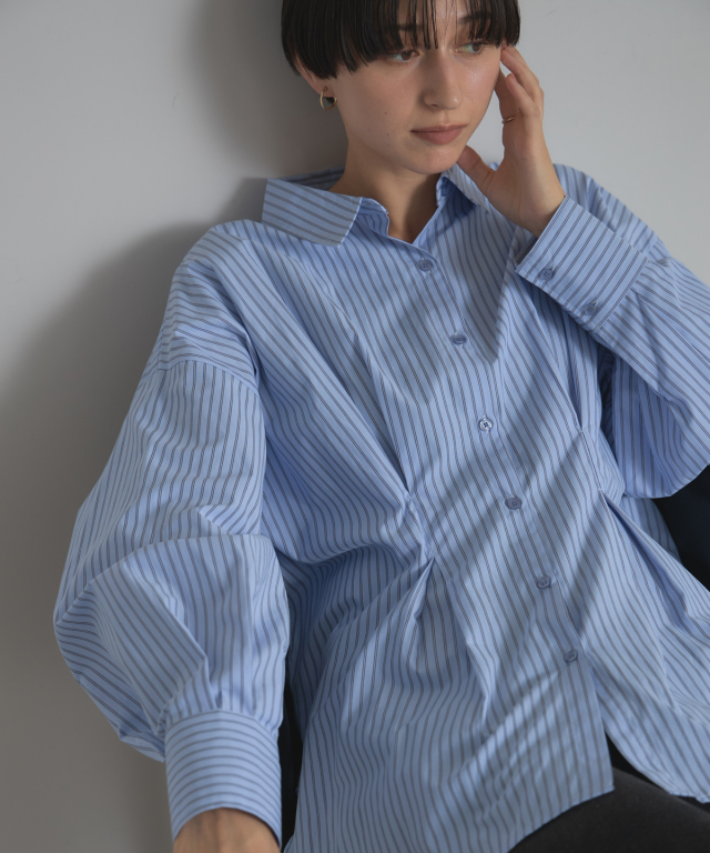 WEB限定】ストライプウエストタックシャツ
