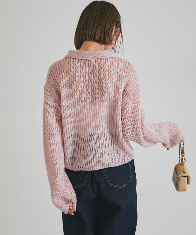 WEB限定】起毛シアーポロニットカーデ
