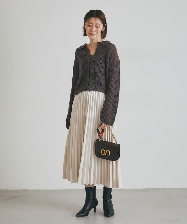 WEB限定】起毛シアーポロニットカーデ