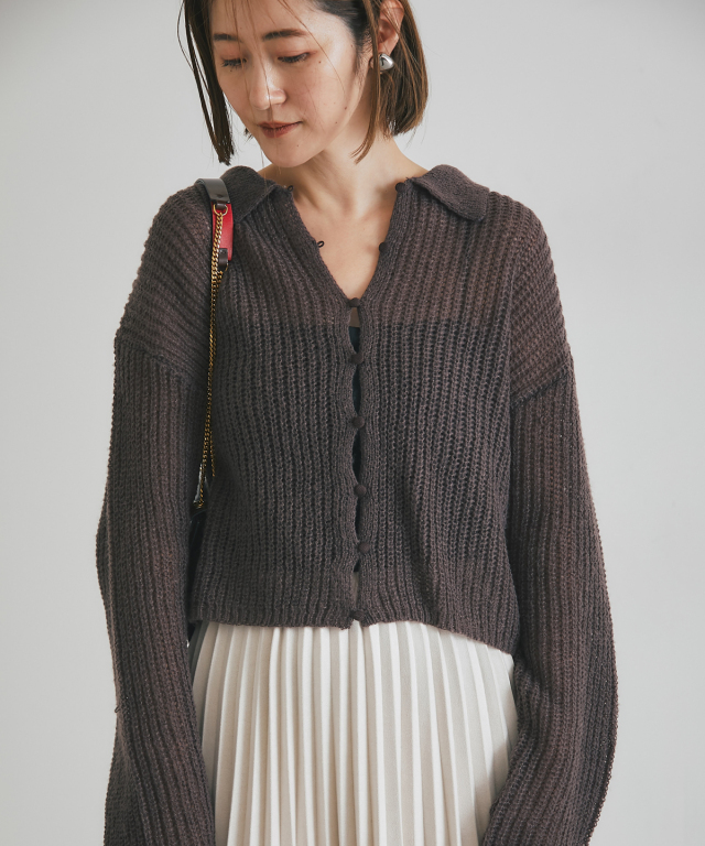 WEB限定】起毛シアーポロニットカーデ