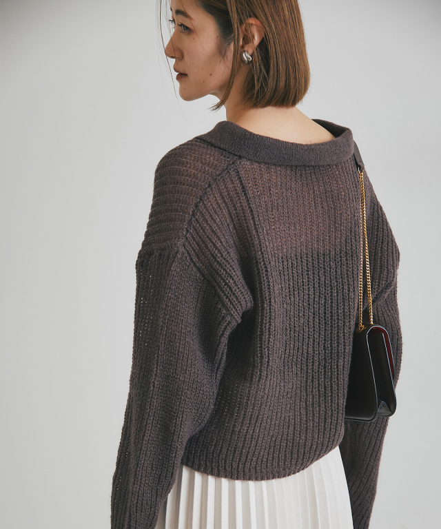 WEB限定】起毛シアーポロニットカーデ