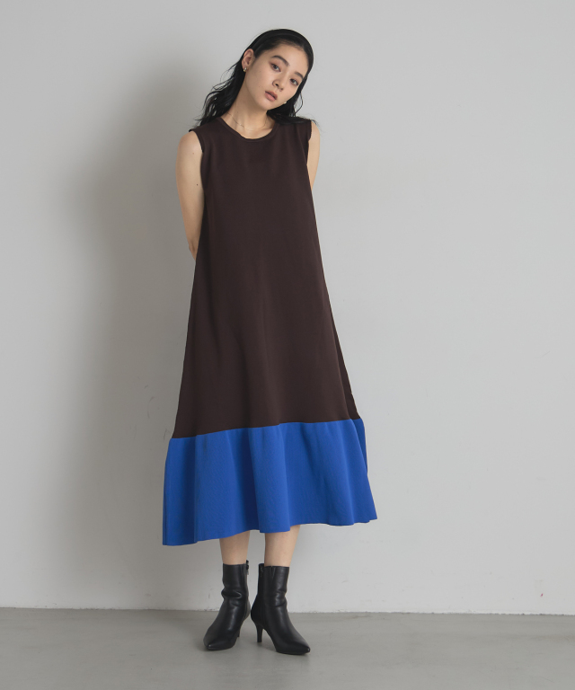 裾配色ニットワンピース※一部店舗のみ入荷