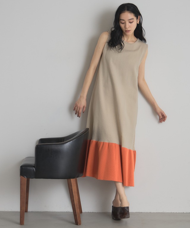 ワンピース 996.1241.1244.1251 裾配色ニットワンピース※一部店舗のみ入荷