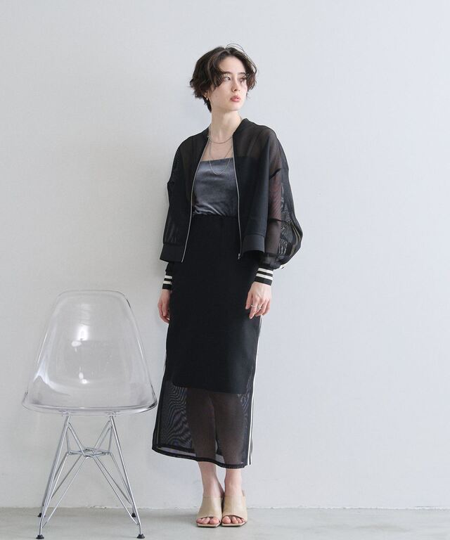 WEB限定】メッシュ袖ラインブルゾン